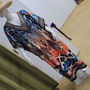 Winlar Multi-Color Tunic Kaften Coverup One Size Fits
